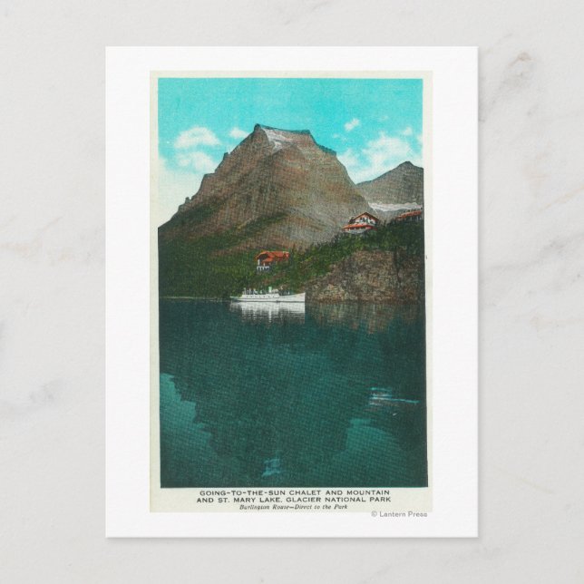 Auf die Sonne blickender Chalet Postkarte (Vorderseite)