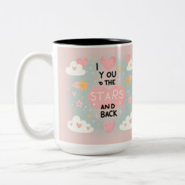 Auf die Sterne und zurück: Personalisierte Liebe Zweifarbige Tasse