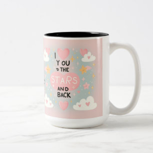 Auf die Sterne und zurück: Personalisierte Liebe Zweifarbige Tasse