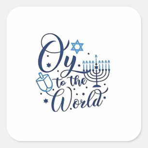 Auf die Welt Hanukkah jüdischer Funny Quadratischer Aufkleber