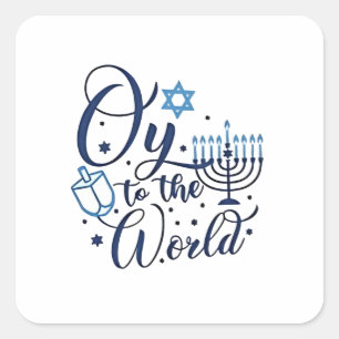 Auf die Welt Hanukkah jüdischer Funny Quadratischer Aufkleber
