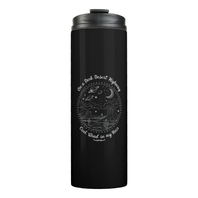 Auf einem dunklen Wüste Highway Travel Mountain Ca Thermosbecher (Vorderseite)
