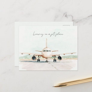 Auf einem Düsenflugzeug Abschied nehmen Postkarte