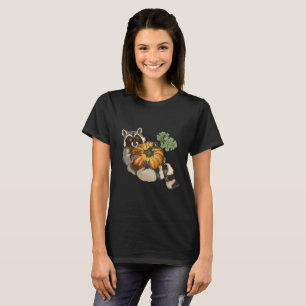 Auf einem Roll Raccoon Pumpkin Herbst T-Shirt