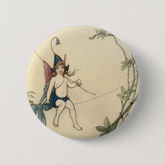 Auf einem Spinnengewirr sitzend Button (Vorderseite)