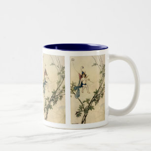 Auf einem Spinnengewirr sitzend Zweifarbige Tasse