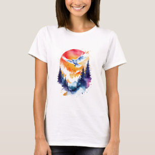 Auf einem Wasserfarben-Sonnenuntergang steil anste T-Shirt