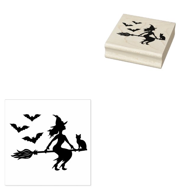auf einem Zimmer mit Katze und drei Fledermäusen Gummistempel (Stempel)