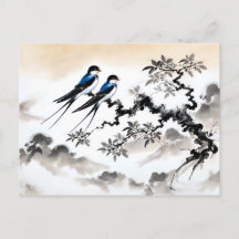 Auf einer Zweigstelle in chinesischer Tinte angebr