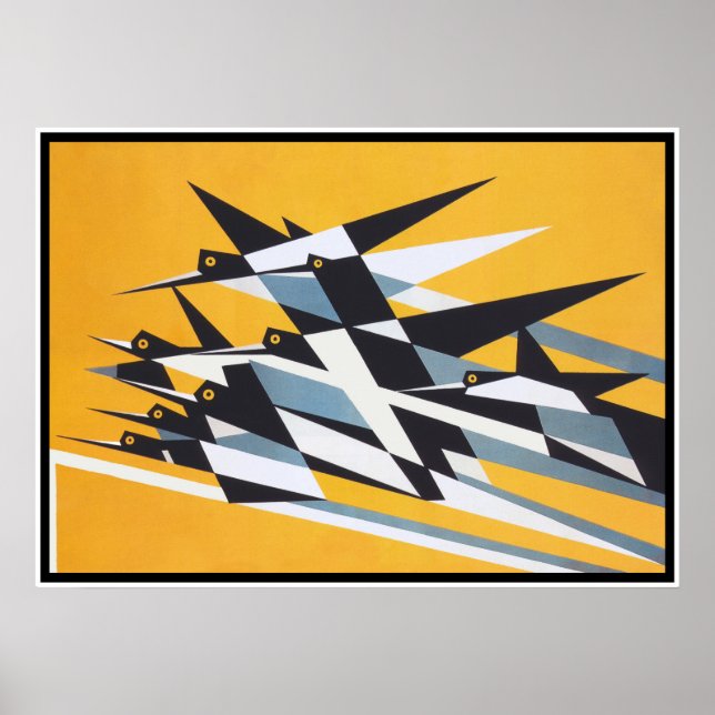 Auf Erfolgskurs, Vögel, Abstrakt, geometrisch, Ret Poster (Vorne)