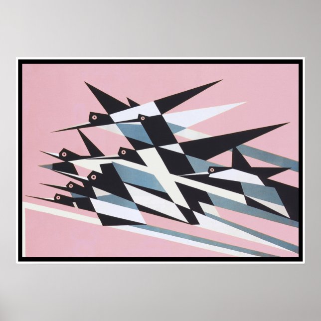 Auf Erfolgskurs, Vögel, Abstrakt, geometrisch, Ret Poster (Vorne)