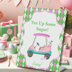 Auf geht's für süße Desserts Baby Shower Golf Cart Sockelschild