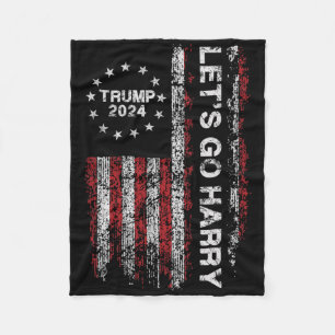Auf geht's Harry Lustig Trump 2024 US-Flagge Vinta Fleecedecke
