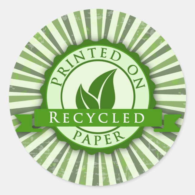 Auf Gerecycelt, glänzende Rundaufkleber gedruckt Runder Aufkleber (Vorderseite)