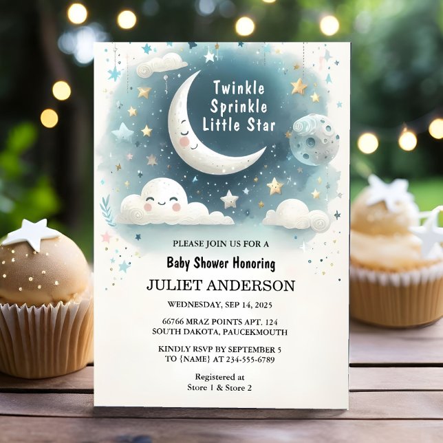 Auf Glitzer Twinkle Twinkle Little Star Baby Dusch Einladung (Von Creator hochgeladen)