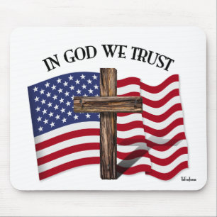 Auf Gott vertrauen wir mit robustem Kreuz und US-F Mousepad