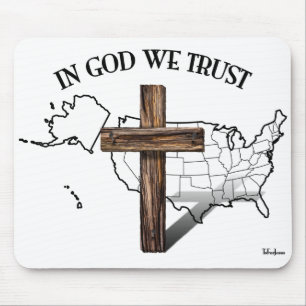 Auf Gott vertrauen wir mit robustem Kreuz und US-U Mousepad