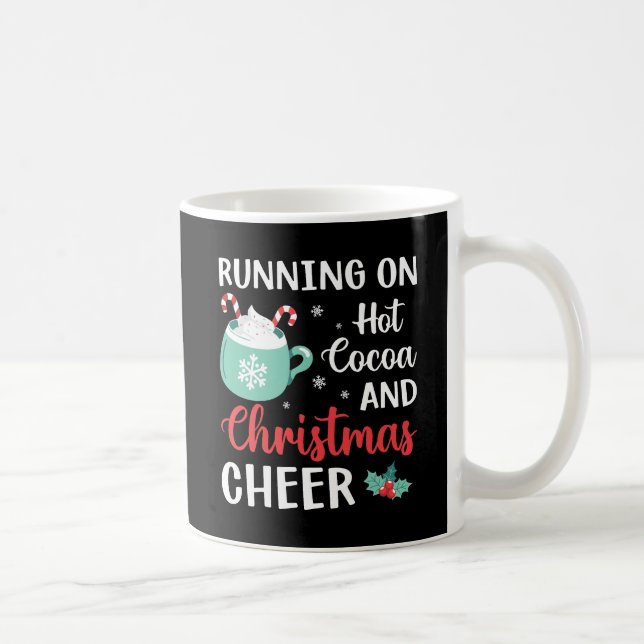 Auf heißem Kakao und Weihnachtsgeschenk laufen Kaffeetasse (Rechts)