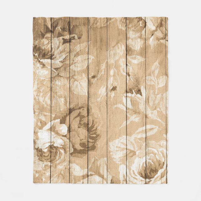 Auf Holz Vintages Holz nostalgisch Fleecedecke (Vorderseite)