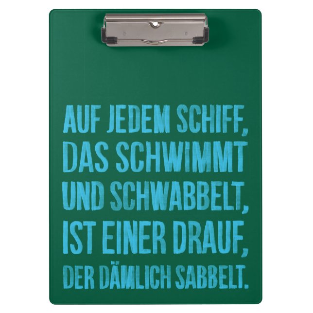 Auf jedem Schiff Klemmbrett (Vorderseite)