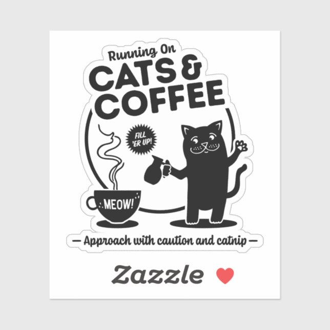 Auf Katzen und Kaffee Die schneiden Aufkleber (Blatt)