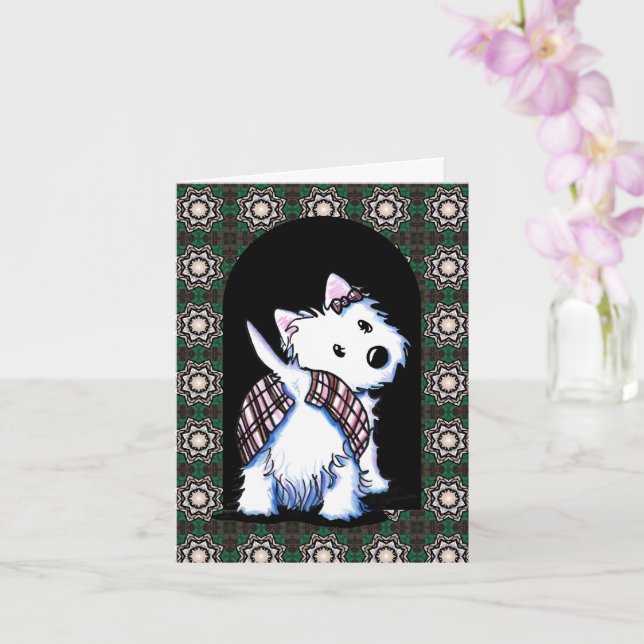 Auf Kilt-Westie-Karte gekleidet Karte (Orchidee)