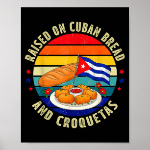 Auf Kuba-Brot und Croquetas Retro Lateinamerikanis Poster