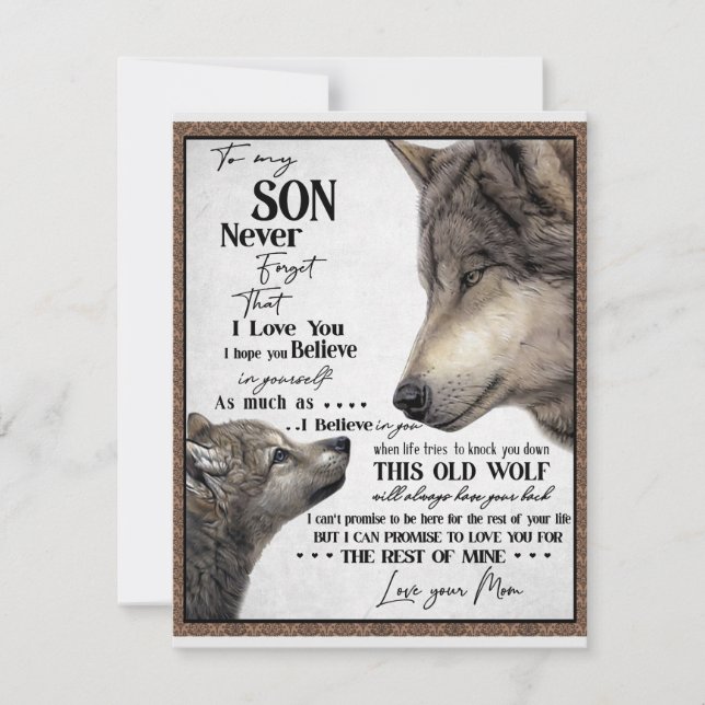 Auf mein Sohn Geschenk, Mama und Sohn, Liebe Brief Einladung (Vorderseite)