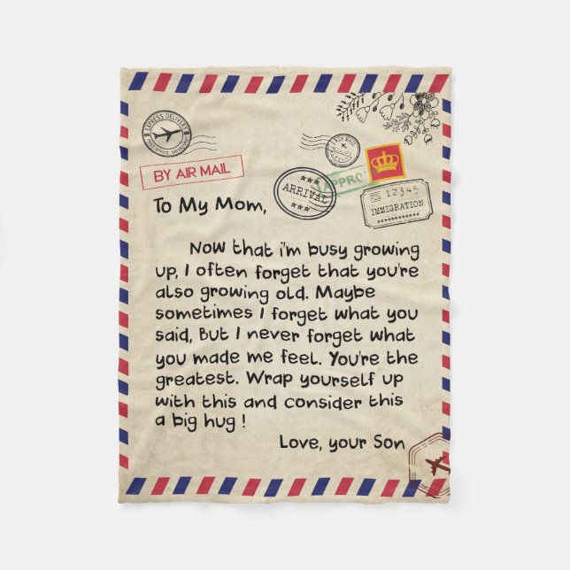 Auf mein Sohn Geschenk, Mama und Sohn, Liebe Brief Fleecedecke (Vorderseite)