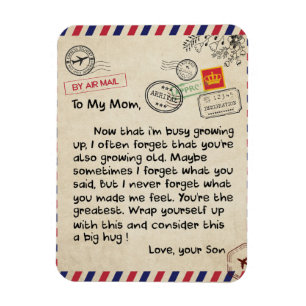 Auf mein Sohn Geschenk, Mama und Sohn, Liebe Brief Magnet