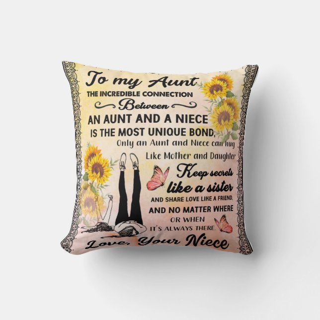 Auf meine Tante aus Niece Sunflower Lover Geschenk Kissen (Vorderseite)