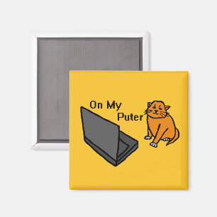 Auf meinem Computer Lustiges Computer Orange Katze Magnet