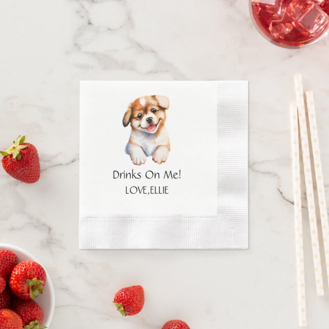 Auf meinem Hund Verlobung Cat Paw Wedding Drink Serviette (Beispiel)