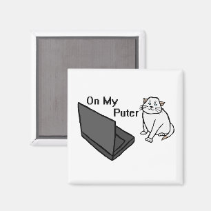 Auf meinem lustigen Computer Weiße Katzen-Meme Magnet