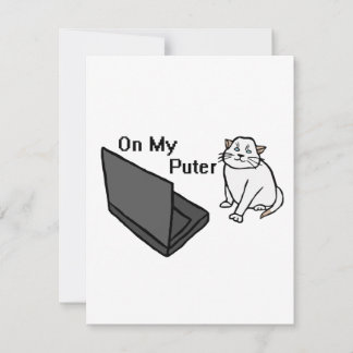 Auf meinem lustigen Computer Weiße Katzen-Meme Mitteilungskarte