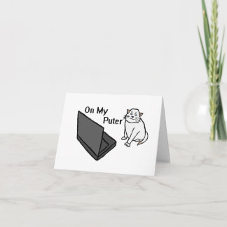 Auf meinem lustigen Computer White Cat Meme Dankeskarte
