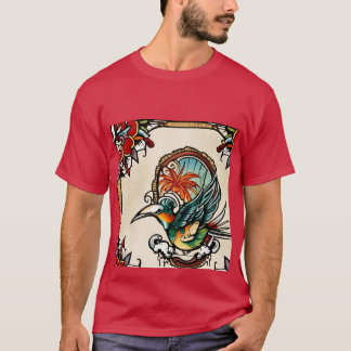 Auf meinem T - Shirt ist ein Vogelbild gemacht