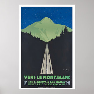 Auf Mont Blanc zu Vintage-Reiseposter - gerahmt Poster