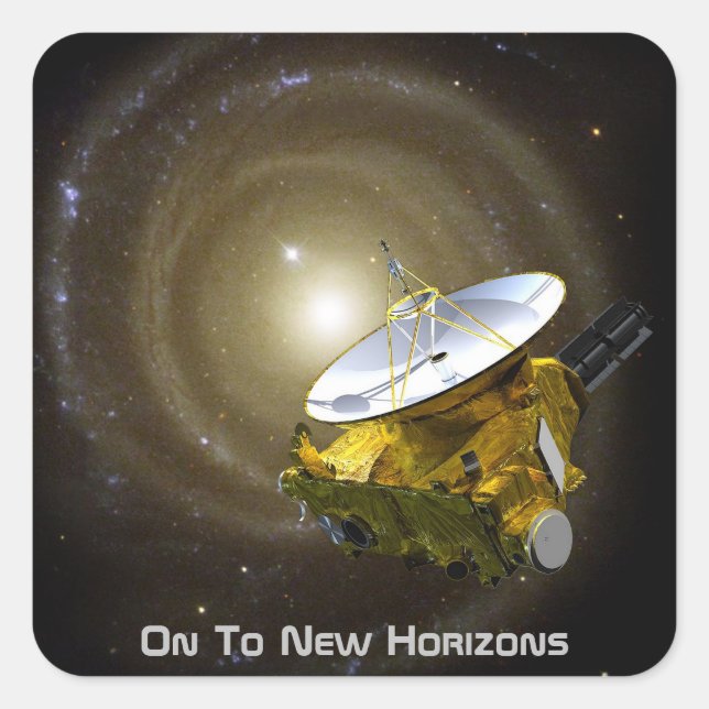 Auf neue Horizonte Interstellar-Raumfahrzeuge Quadratischer Aufkleber (Vorderseite)