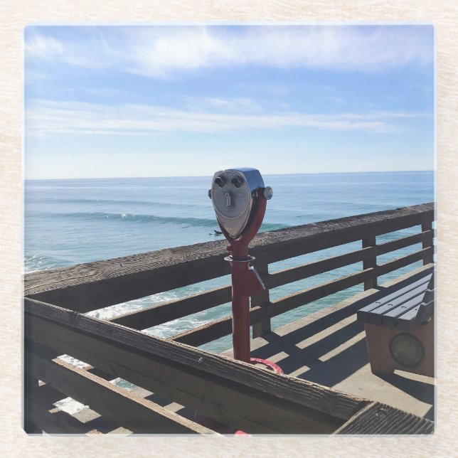 Auf Newport Pier, Newport Beach, Kalifornien Glasuntersetzer (Vorderseite)