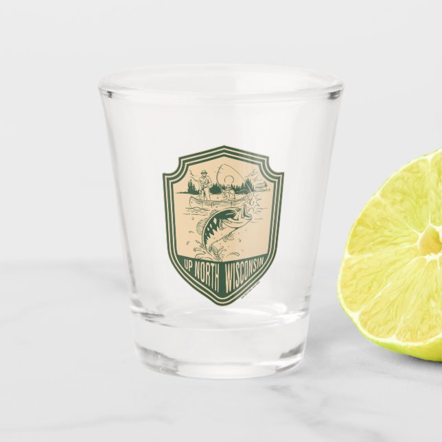 Auf Nordwisconsin Abzeichen Schnapsglas (Vorderseite)
