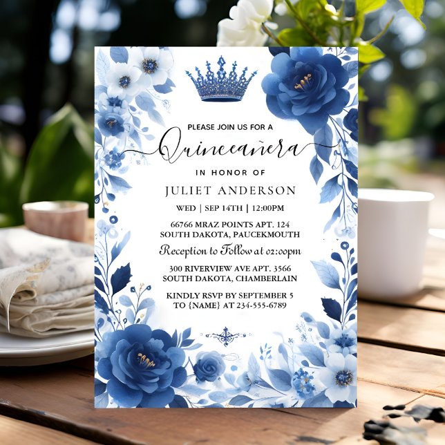 Auf Ombre Elfenbein Ice Sky Gold Royal Blue Quince Einladung (Von Creator hochgeladen)
