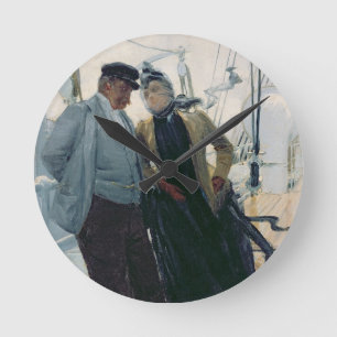 Auf Plattform (Öl auf Leinwand) Runde Wanduhr