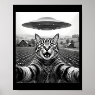 Auf Rückseite Katze Selfie Alien Ufo Poster
