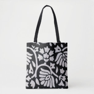 Auf schwarz abstrakte Pflanze und Blume  Tasche