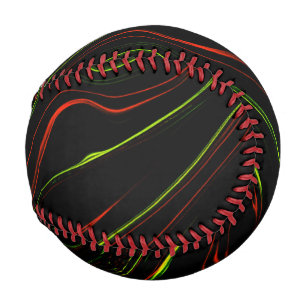 Auf schwarzem Fond zeigen sich die grünen und rote Baseball