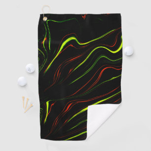 Auf schwarzem Fond zeigen sich die grünen und rote Golfhandtuch