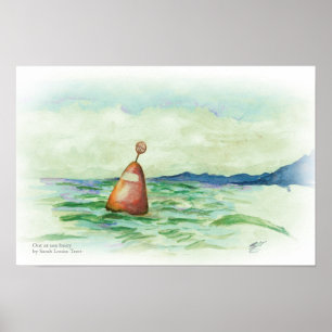Auf See Tonnen Wasserfarben Skizze Druck Poster