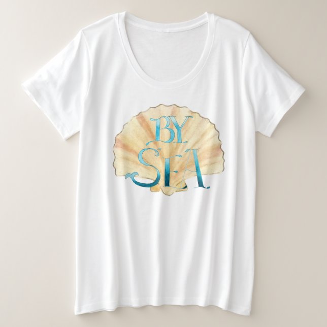 Auf See und in Clam Muschel Plus T - Shirt (Design vorne)
