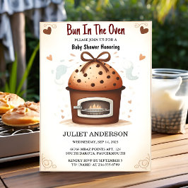 Auf Spaß Retro Boho Kuchen Bun in Oven Baby Dusche Einladung